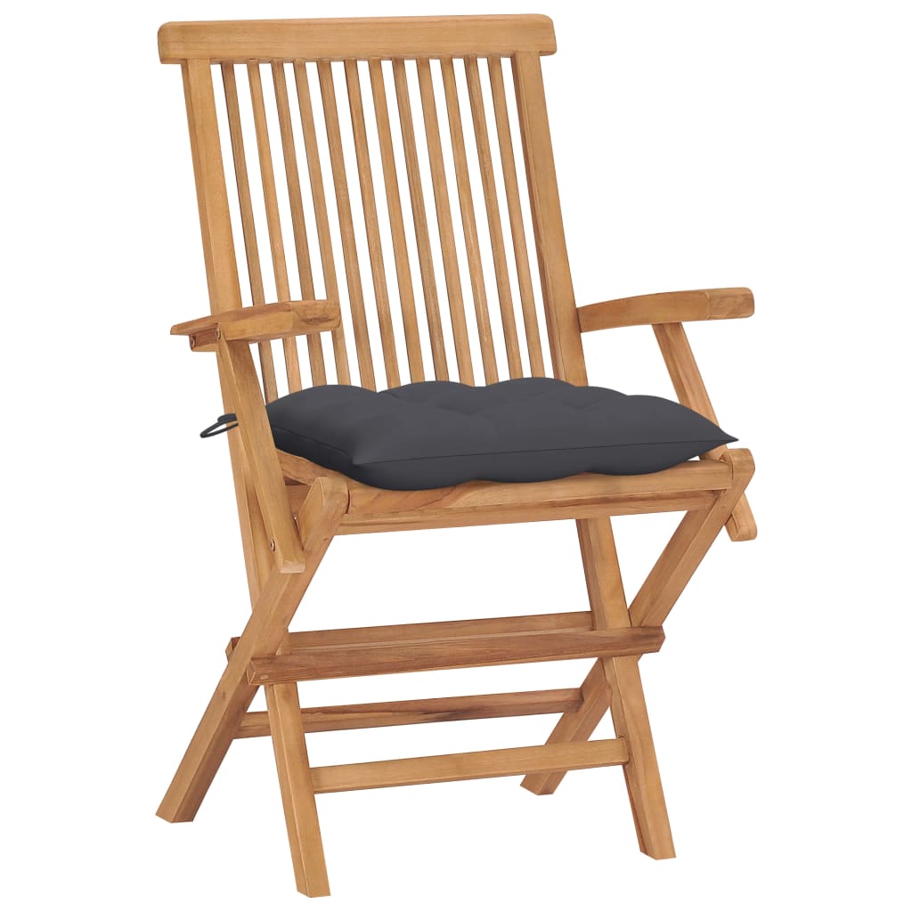 Tuinstoelen 4 st met antracietkleurige kussens massief teakhout is nu te koop bij PeponiXL, paradijselijk wonen!