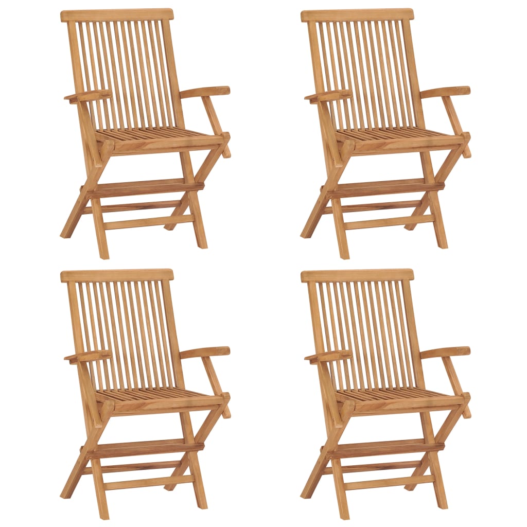 Tuinstoelen 4 st met grijze kussens massief teakhout is nu te koop bij PeponiXL, paradijselijk wonen!