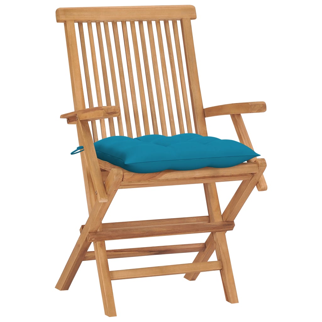 Tuinstoelen 4 st met lichtblauwe kussens massief teakhout is nu te koop bij PeponiXL, paradijselijk wonen!