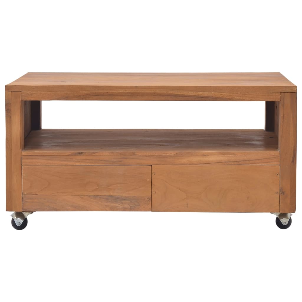 Tv-meubel met wielen 80x50x42 cm massief teakhout is nu te koop bij PeponiXL, paradijselijk wonen!