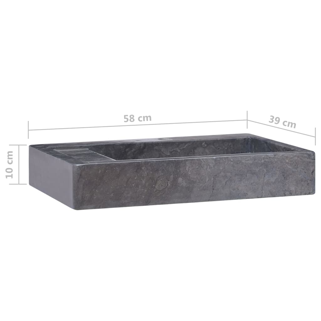 Gootsteen 58x39x10 cm marmer zwart is nu te koop bij PeponiXL, paradijselijk wonen!