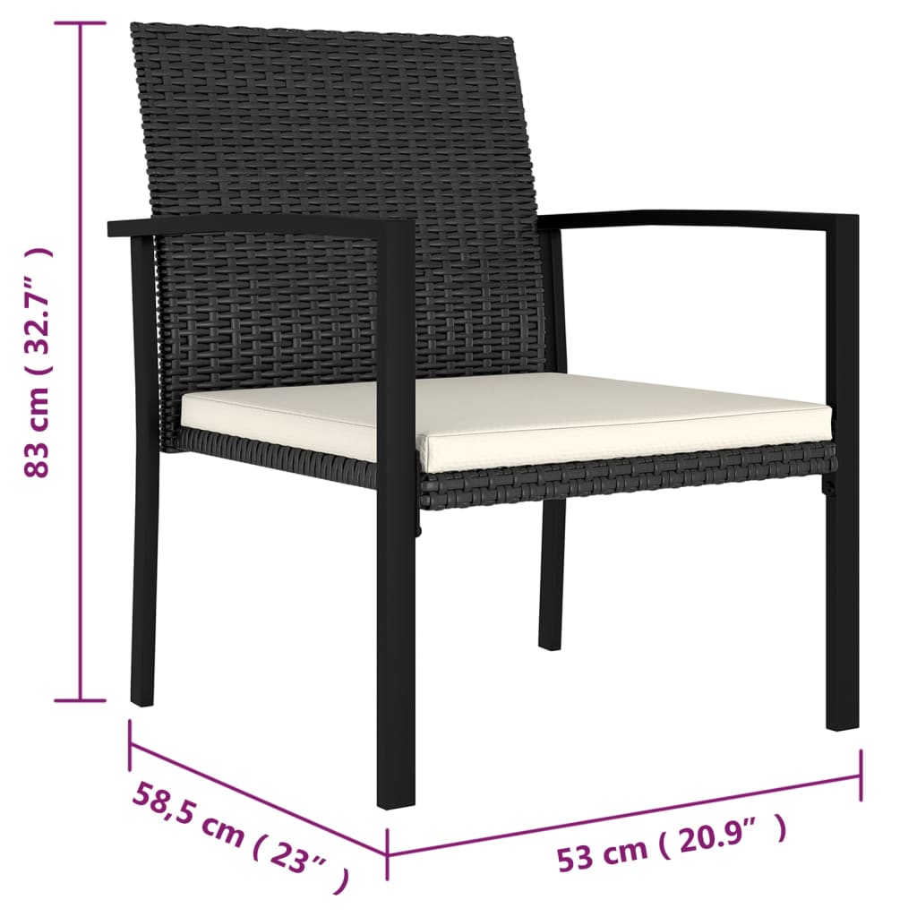 3-delige Tuinset poly rattan zwart is nu te koop bij PeponiXL, paradijselijk wonen!