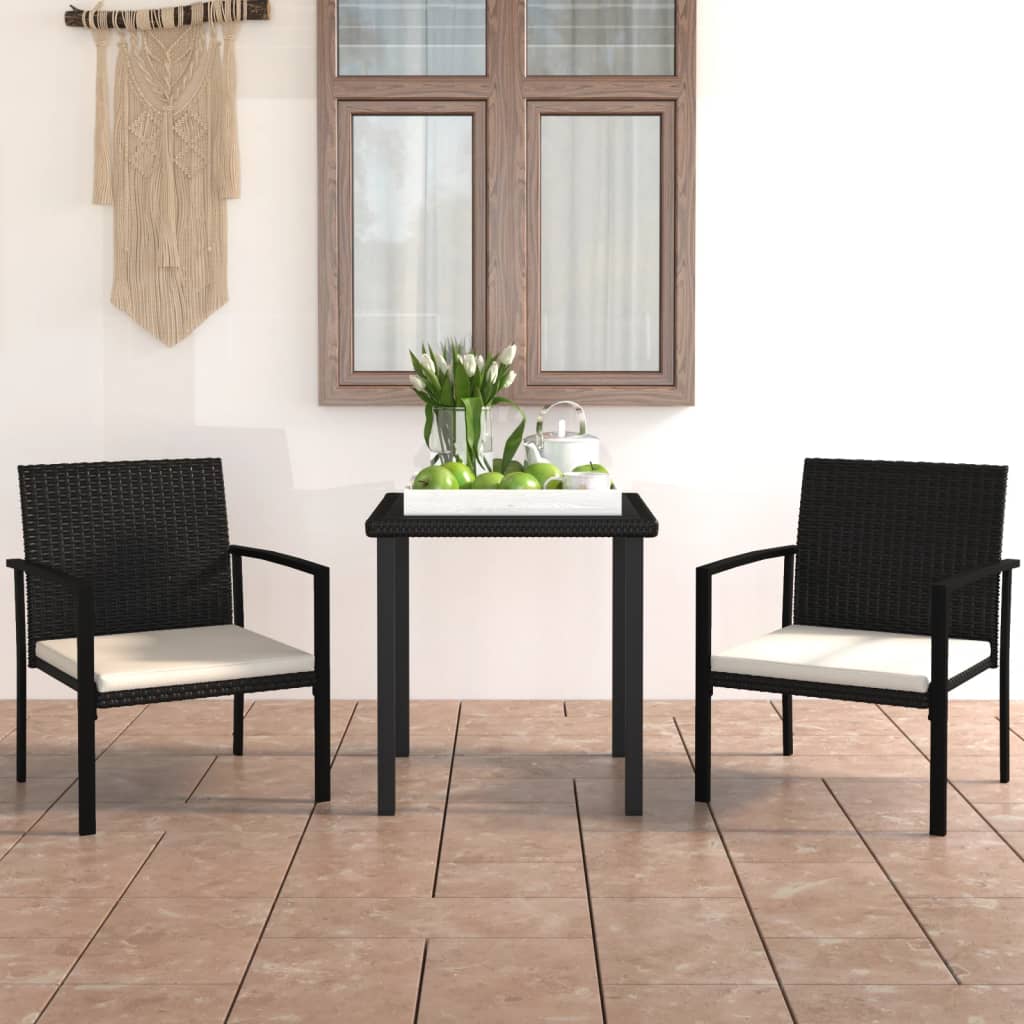 3-delige Tuinset poly rattan zwart is nu te koop bij PeponiXL, paradijselijk wonen!