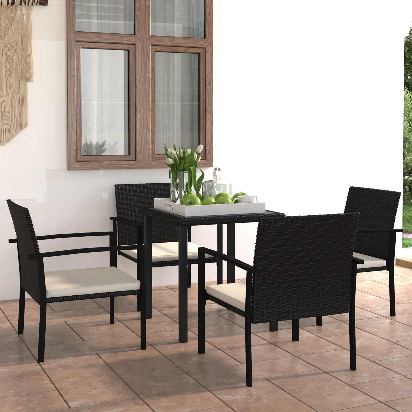 5-delige Tuinset poly rattan zwart is nu te koop bij PeponiXL, paradijselijk wonen!