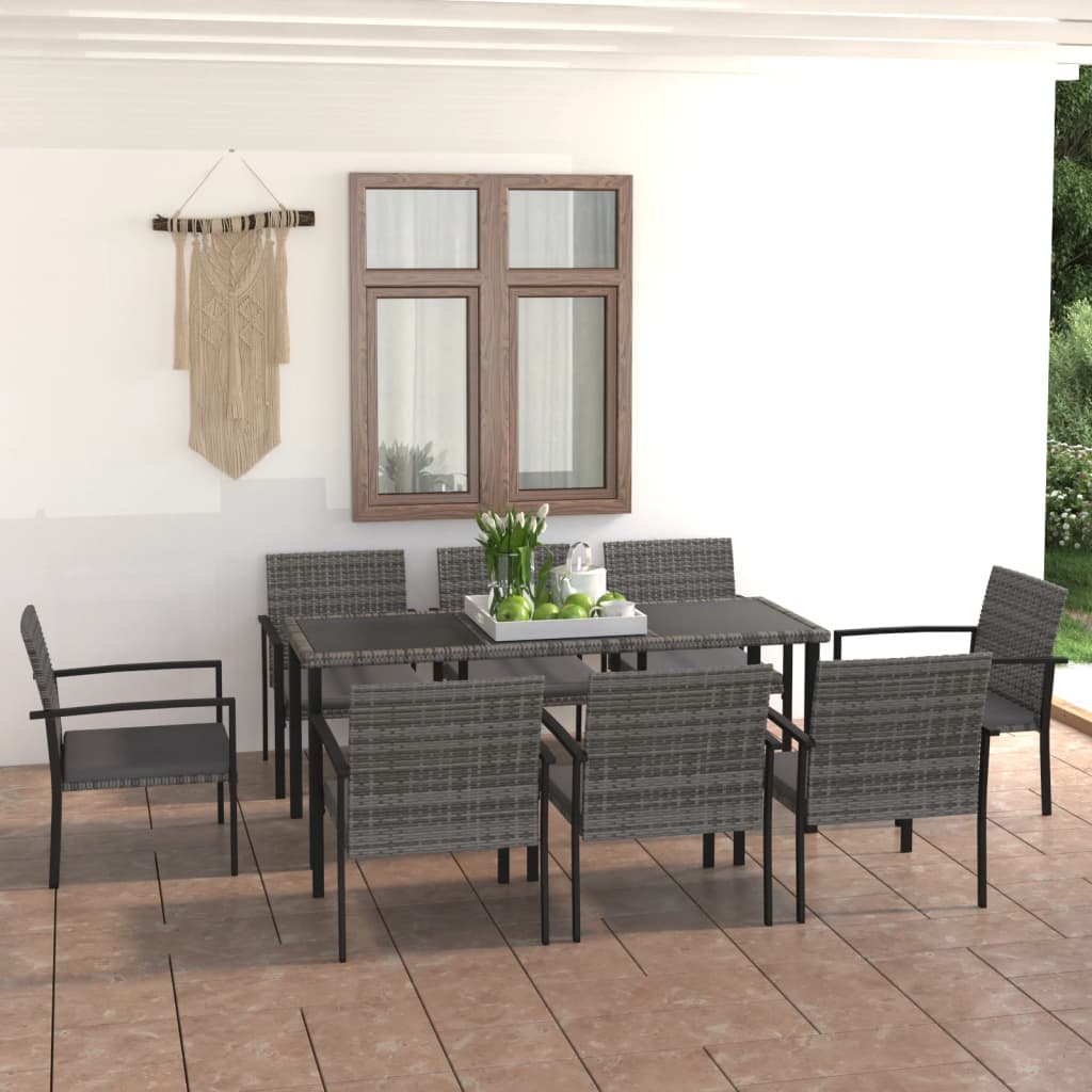 9-delige Tuinset poly rattan grijs is nu te koop bij PeponiXL, paradijselijk wonen!