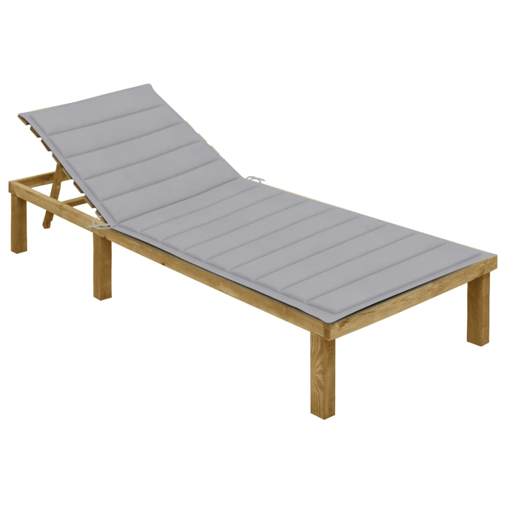 Ligbed met grijs kussen geïmpregneerd grenenhout is nu te koop bij PeponiXL, paradijselijk wonen!