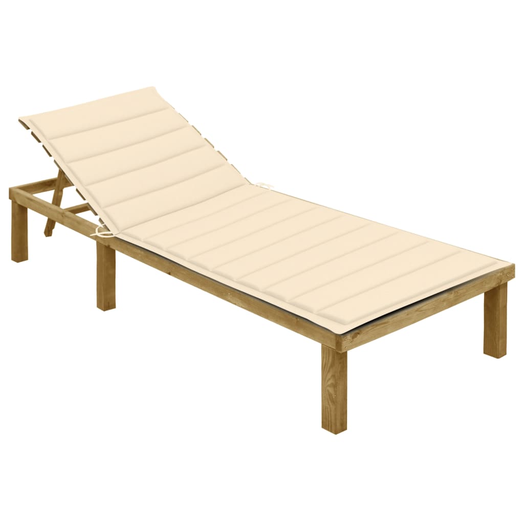 Ligbed met crèmekleurig kussen geïmpregneerd grenenhout is nu te koop bij PeponiXL, paradijselijk wonen!