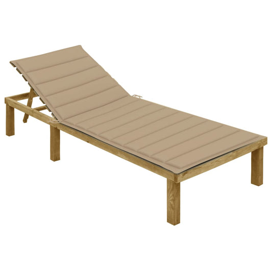 Ligbed met beige kussen geïmpregneerd grenenhout is nu te koop bij PeponiXL, paradijselijk wonen!