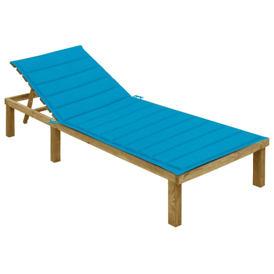 Ligbed met blauw kussen geïmpregneerd grenenhout is nu te koop bij PeponiXL, paradijselijk wonen!