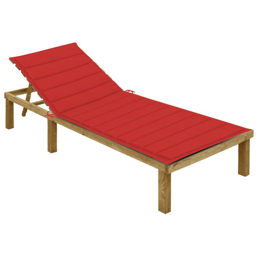 Ligbed met rood kussen geïmpregneerd grenenhout is nu te koop bij PeponiXL, paradijselijk wonen!