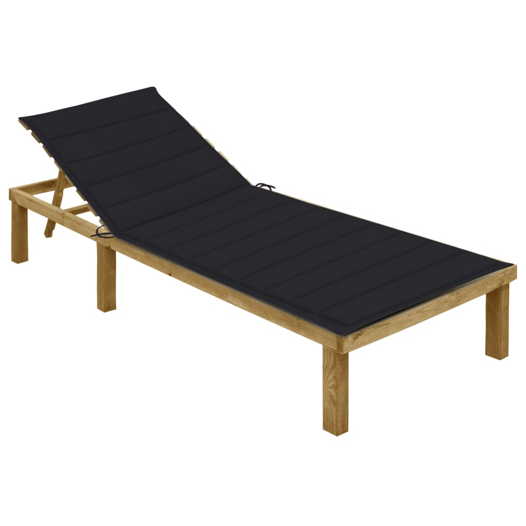 Ligbed met zwart kussen geïmpregneerd grenenhout is nu te koop bij PeponiXL, paradijselijk wonen!
