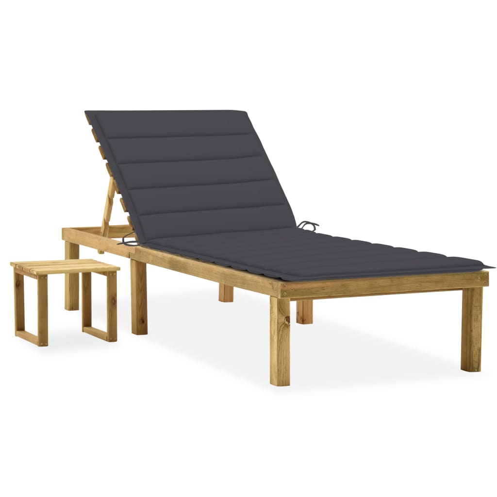 Ligbed met tafeltje en kussen geïmpregneerd grenenhout is nu te koop bij PeponiXL, paradijselijk wonen!