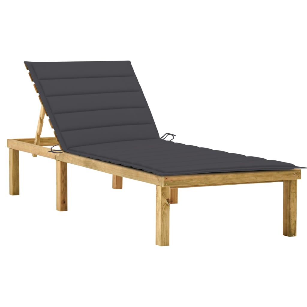 Ligbed met antracietkleurig kussen geïmpregneerd grenenhout is nu te koop bij PeponiXL, paradijselijk wonen!