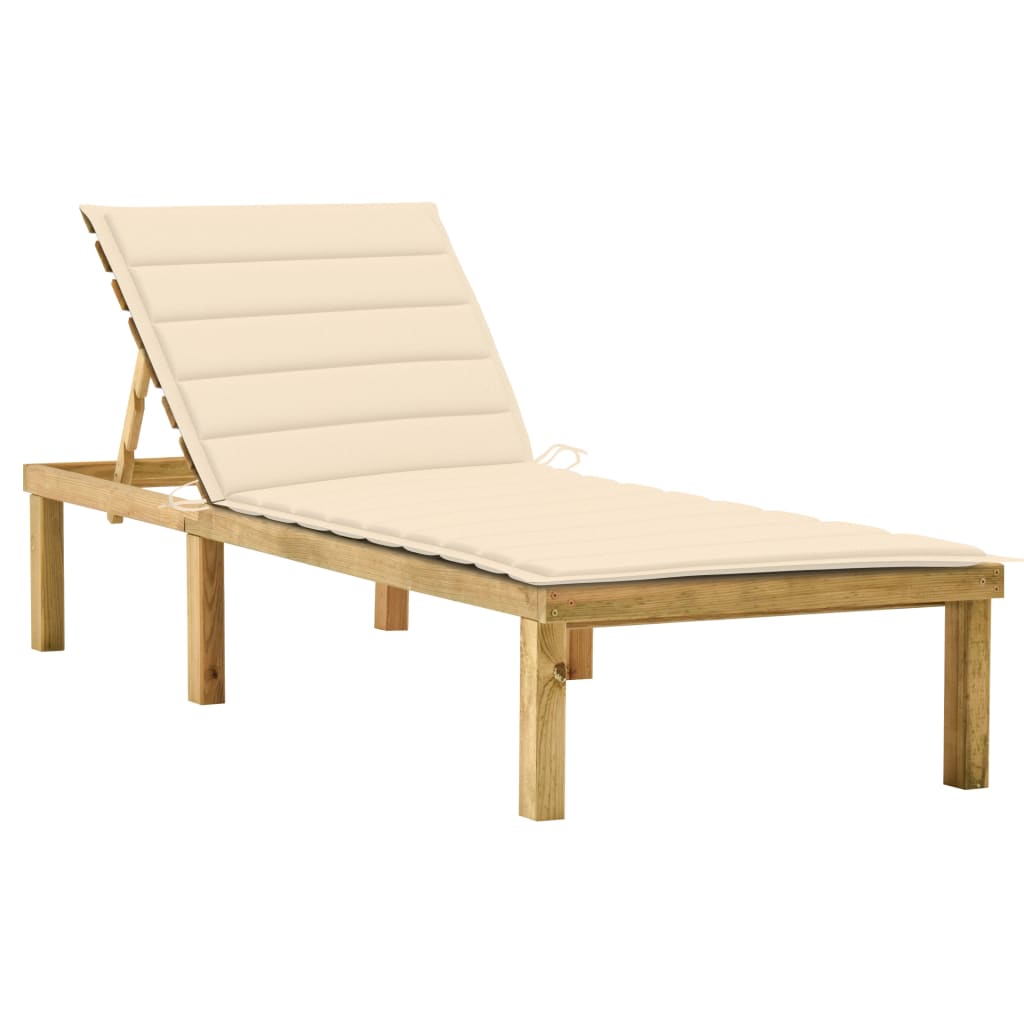 Ligbed met crèmekleurig kussen geïmpregneerd grenenhout is nu te koop bij PeponiXL, paradijselijk wonen!