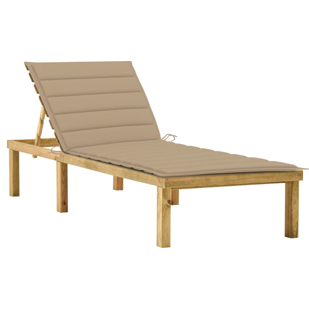Ligbed met beige kussen geïmpregneerd grenenhout is nu te koop bij PeponiXL, paradijselijk wonen!