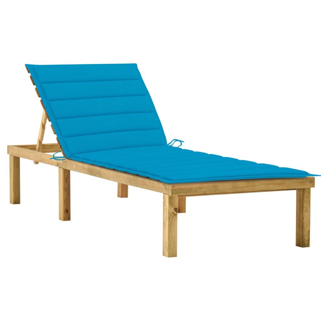 Ligbed met blauw kussen geïmpregneerd grenenhout is nu te koop bij PeponiXL, paradijselijk wonen!