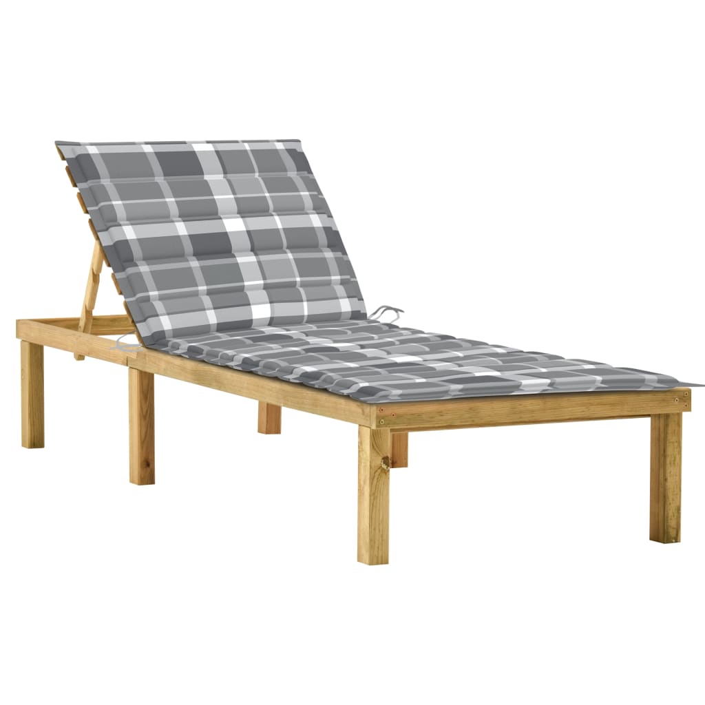 Ligbed met grijs geruit kussen geïmpregneerd grenenhout is nu te koop bij PeponiXL, paradijselijk wonen!