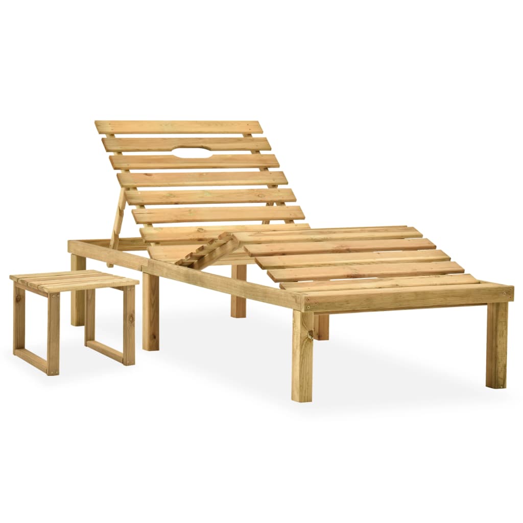 Ligbed met tafeltje en kussen geïmpregneerd grenenhout is nu te koop bij PeponiXL, paradijselijk wonen!