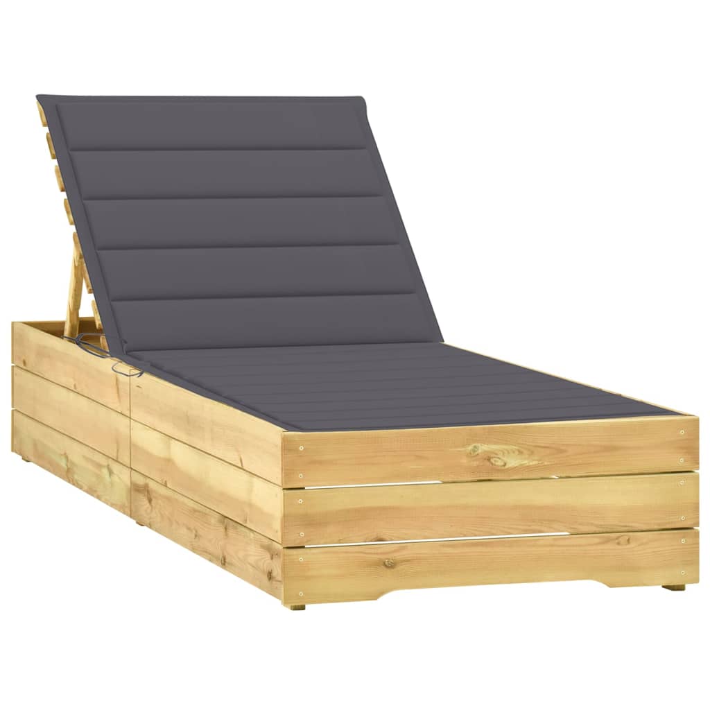 Ligbed met antracietkleurig kussen geïmpregneerd grenenhout is nu te koop bij PeponiXL, paradijselijk wonen!