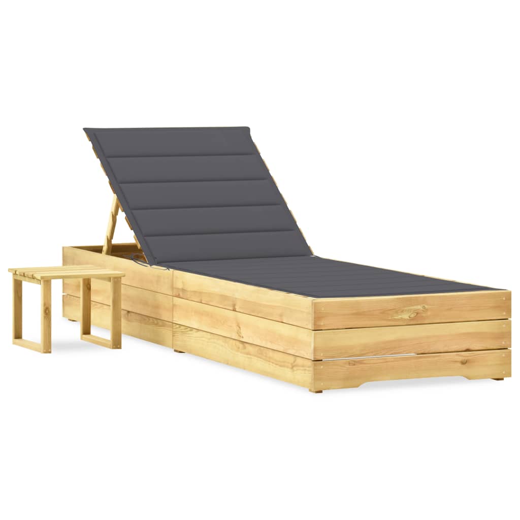 Ligbed met tafeltje en kussen geïmpregneerd grenenhout is nu te koop bij PeponiXL, paradijselijk wonen!