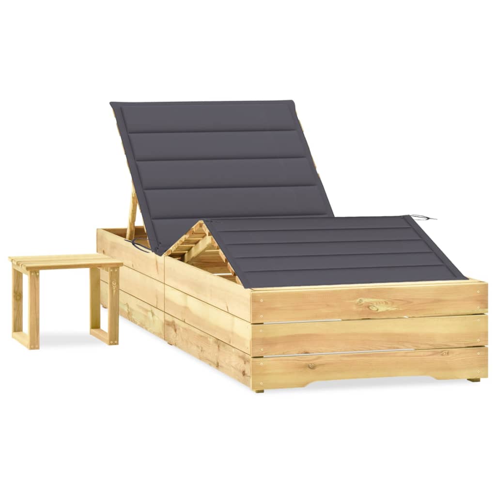 Ligbed met tafeltje en kussen geïmpregneerd grenenhout is nu te koop bij PeponiXL, paradijselijk wonen!