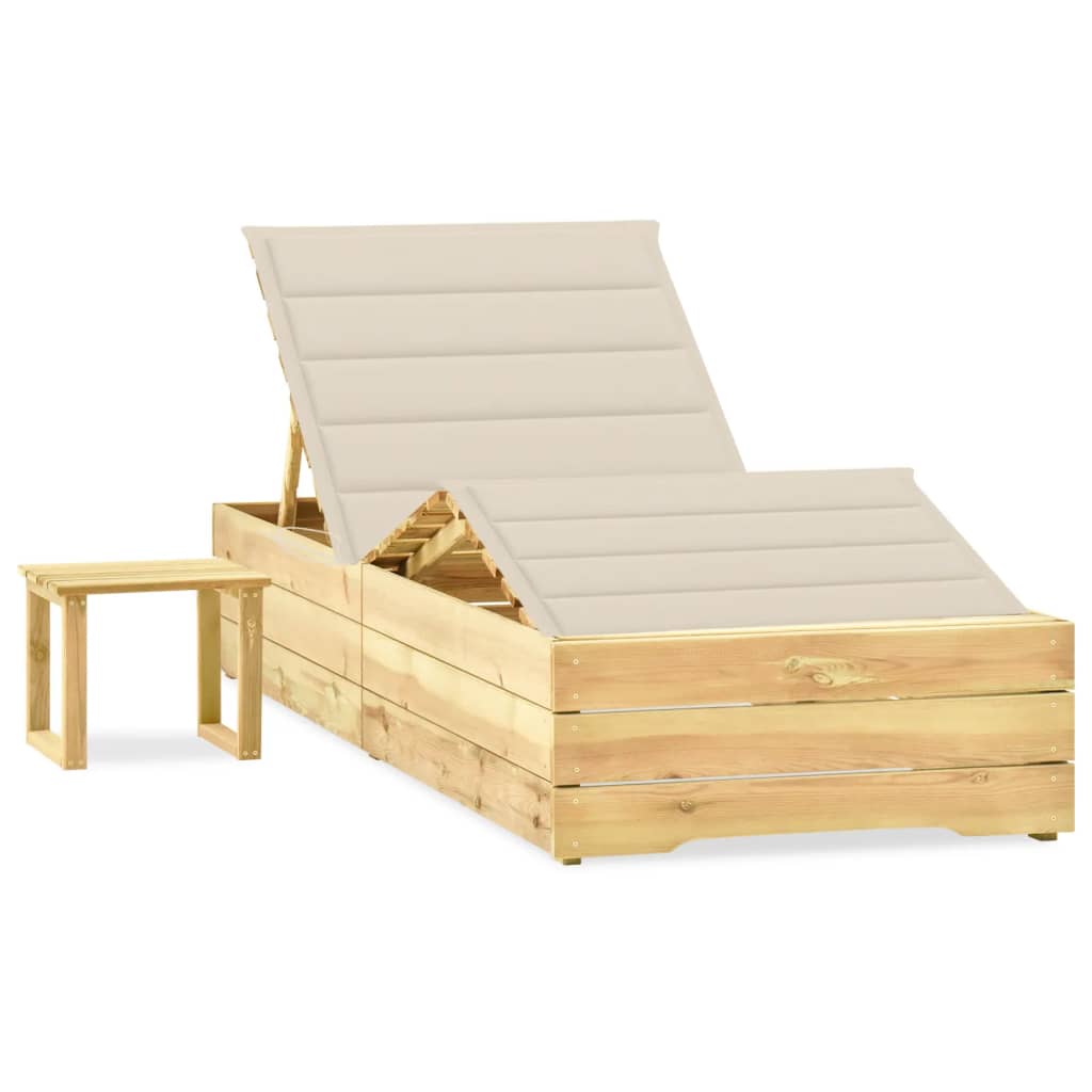 Ligbed met tafeltje en kussen geïmpregneerd grenenhout is nu te koop bij PeponiXL, paradijselijk wonen!