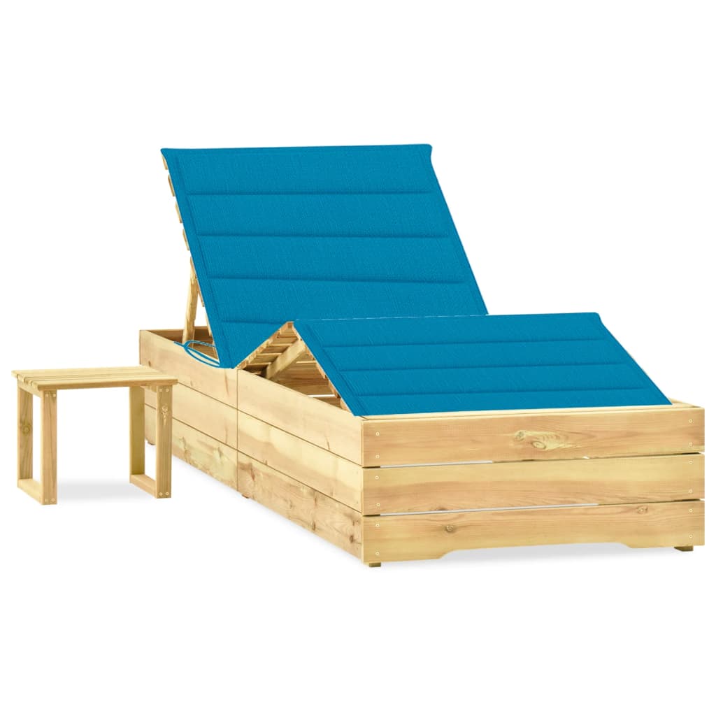 Ligbed met tafeltje en kussen geïmpregneerd grenenhout is nu te koop bij PeponiXL, paradijselijk wonen!