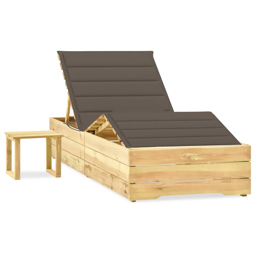 Ligbed met tafeltje en kussen geïmpregneerd grenenhout is nu te koop bij PeponiXL, paradijselijk wonen!