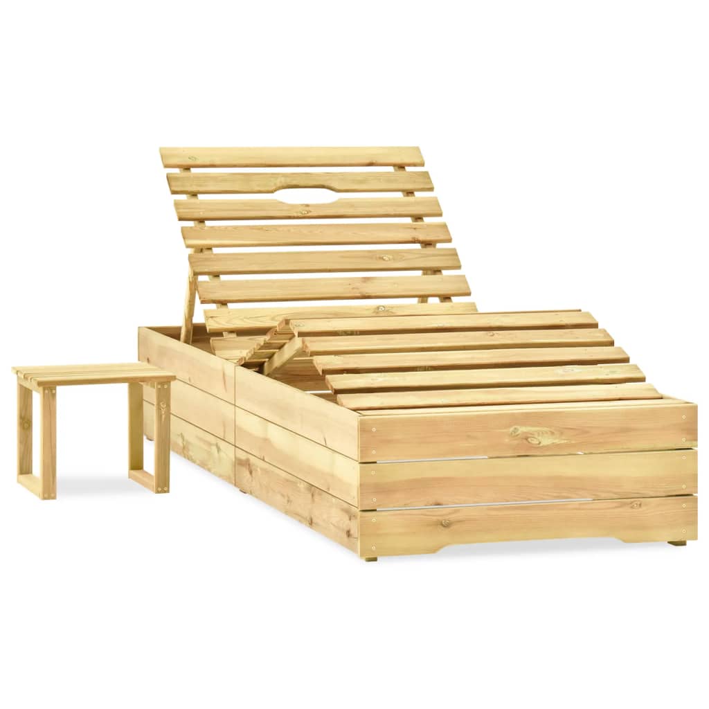 Ligbed met tafeltje en kussen geïmpregneerd grenenhout is nu te koop bij PeponiXL, paradijselijk wonen!