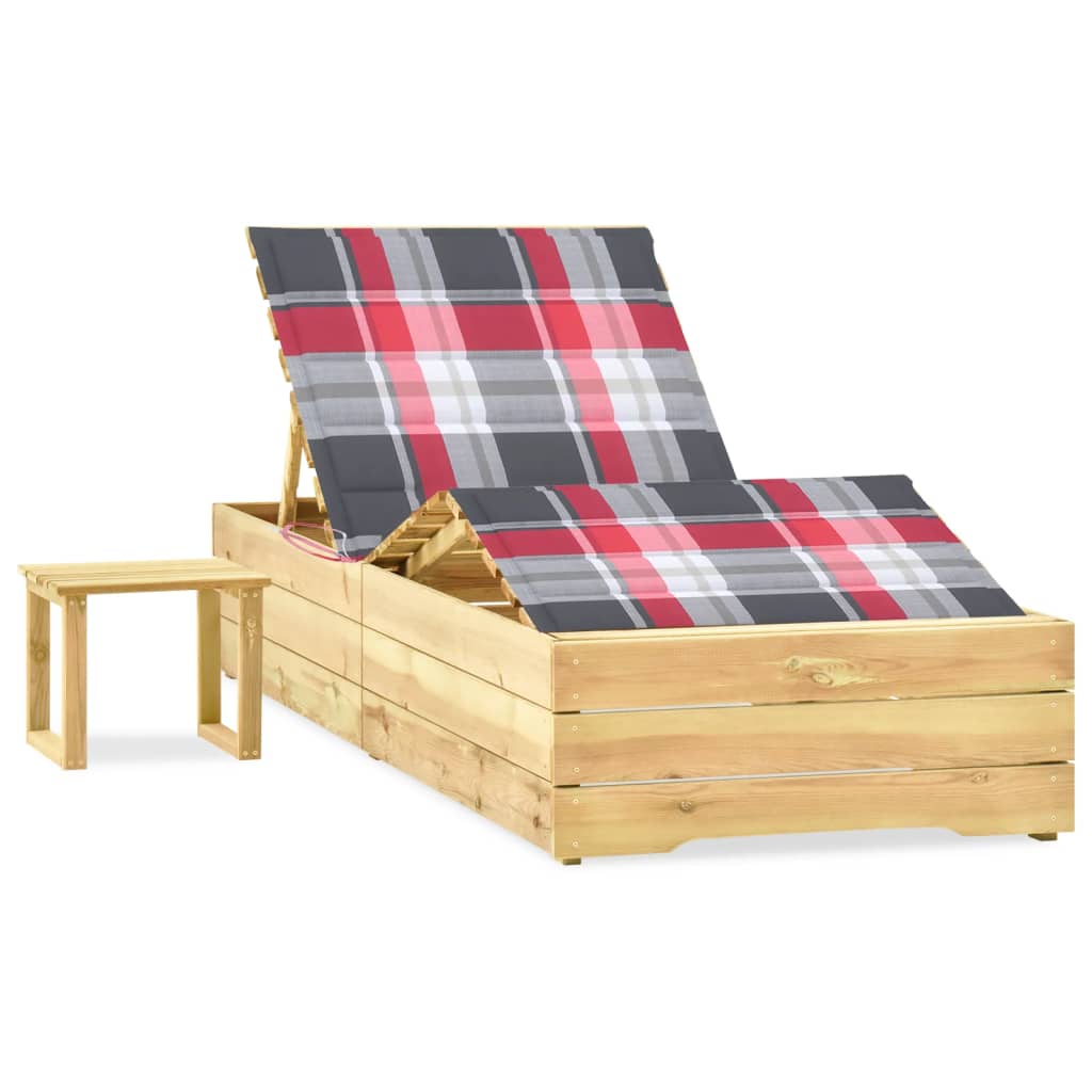 Ligbed met tafeltje en kussen geïmpregneerd grenenhout is nu te koop bij PeponiXL, paradijselijk wonen!