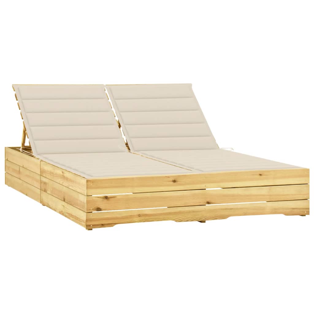 Ligbed tweepersoons met crème kussens geïmpregneerd grenenhout is nu te koop bij PeponiXL, paradijselijk wonen!