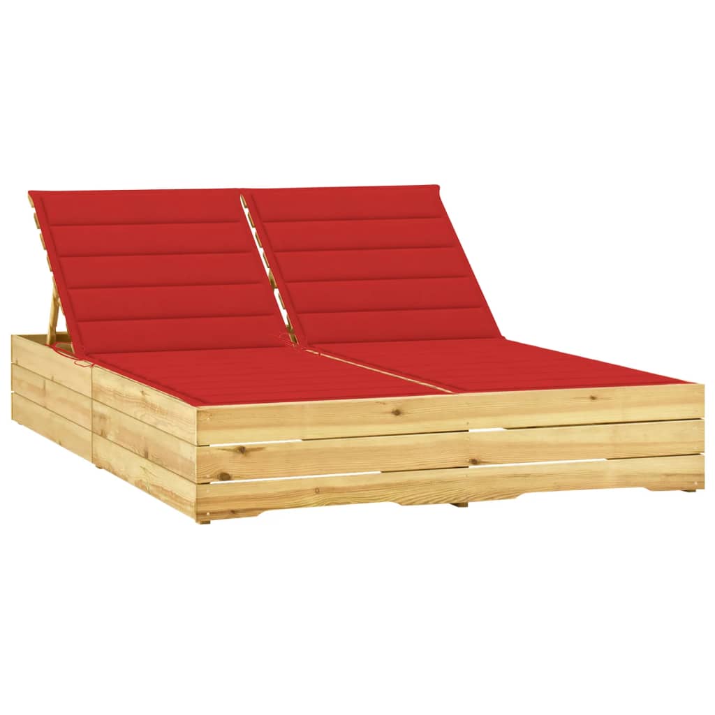 Ligbed tweepersoons met rode kussens geïmpregneerd grenenhout is nu te koop bij PeponiXL, paradijselijk wonen!
