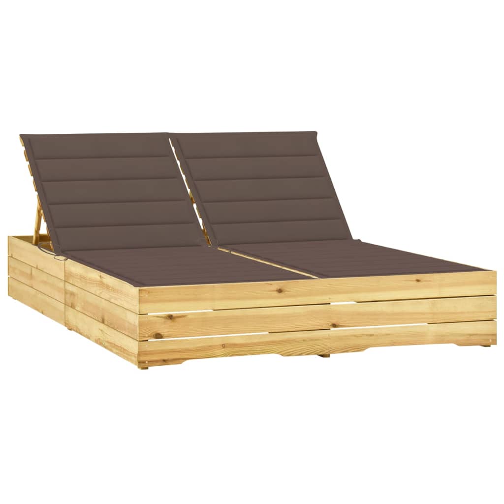 Ligbed tweepersoons met taupe kussens geïmpregneerd grenenhout is nu te koop bij PeponiXL, paradijselijk wonen!