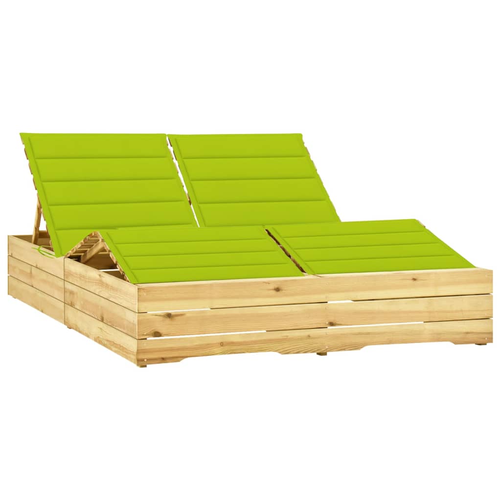 Ligbed tweepersoons met heldergroene kussens geïmpregneerd hout is nu te koop bij PeponiXL, paradijselijk wonen!