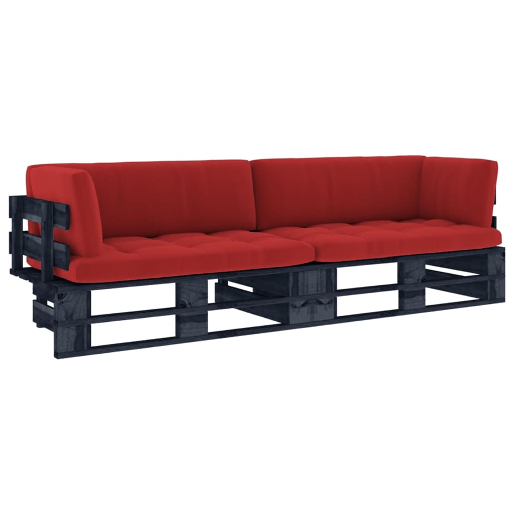 Tweezitsbank pallet met kussens zwart geïmpregneerd grenenhout is nu te koop bij PeponiXL, paradijselijk wonen!