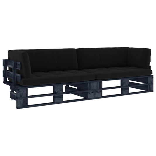 Tweezitsbank pallet met kussens zwart geïmpregneerd grenenhout is nu te koop bij PeponiXL, paradijselijk wonen!