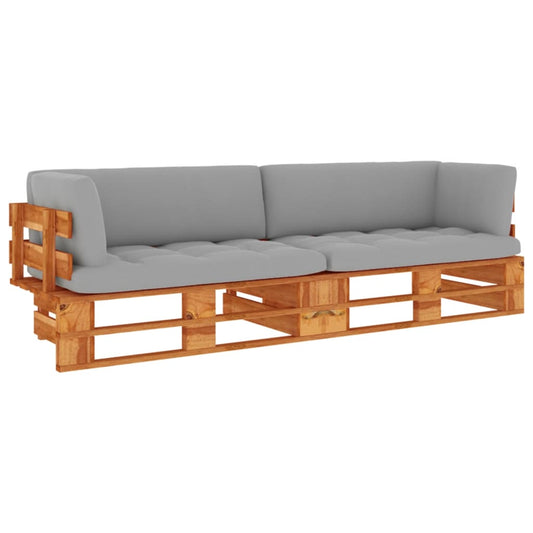 Tweezitsbank pallet met kussens honingbruin geïmpregneerd hout is nu te koop bij PeponiXL, paradijselijk wonen!