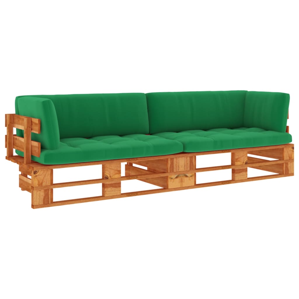 Tweezitsbank pallet met kussens honingbruin geïmpregneerd hout is nu te koop bij PeponiXL, paradijselijk wonen!