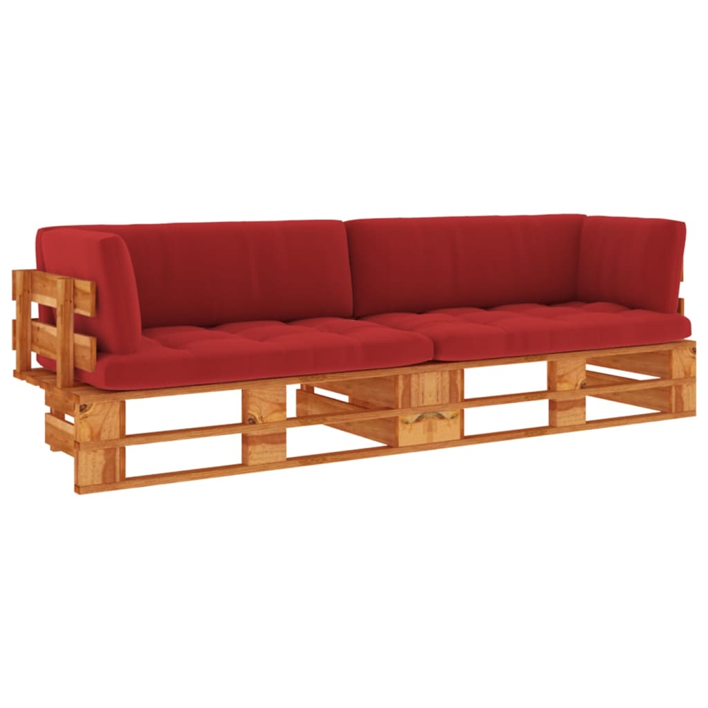 Tweezitsbank pallet met kussens honingbruin geïmpregneerd hout is nu te koop bij PeponiXL, paradijselijk wonen!