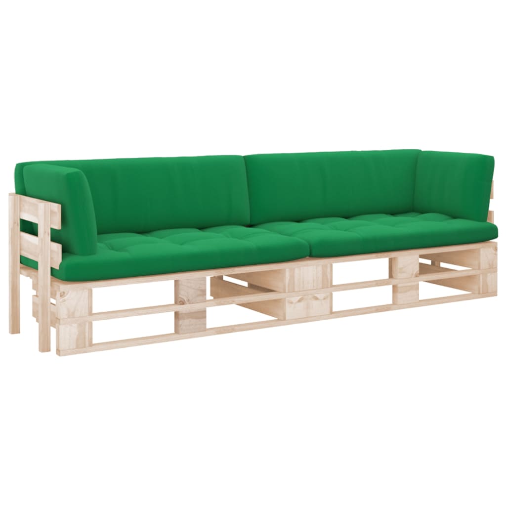 Tweezitsbank pallet met kussens geïmpregneerd grenenhout
