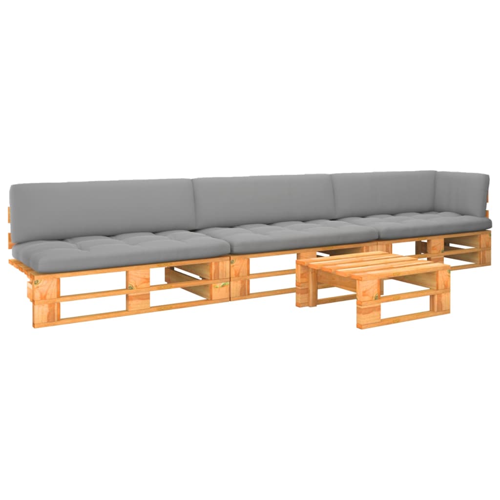 4-delige Loungeset pallet honingbruin geïmpregneerd grenenhout is nu te koop bij PeponiXL, paradijselijk wonen!