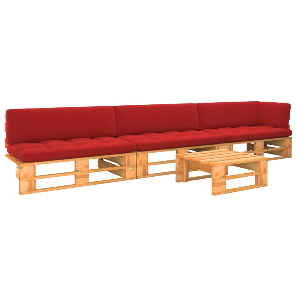 4-delige Loungeset pallet honingbruin geïmpregneerd grenenhout is nu te koop bij PeponiXL, paradijselijk wonen!
