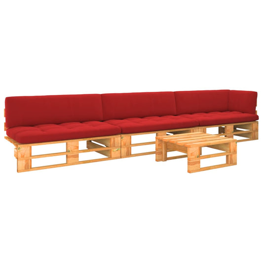4-delige Loungeset pallet honingbruin geïmpregneerd grenenhout is nu te koop bij PeponiXL, paradijselijk wonen!
