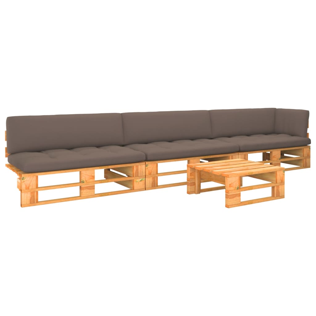 4-delige Loungeset pallet honingbruin geïmpregneerd grenenhout is nu te koop bij PeponiXL, paradijselijk wonen!