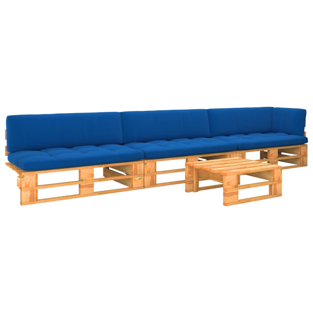 4-delige Loungeset pallet honingbruin geïmpregneerd grenenhout is nu te koop bij PeponiXL, paradijselijk wonen!