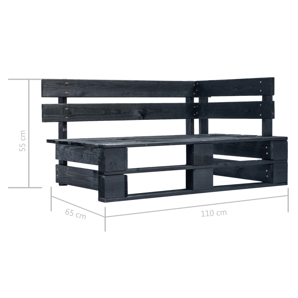 4-delige Loungeset pallet met kussens zwart geïmpregneerd hout
