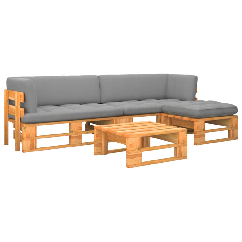 4-delige Loungeset pallet honingbruin geïmpregneerd grenenhout is nu te koop bij PeponiXL, paradijselijk wonen!