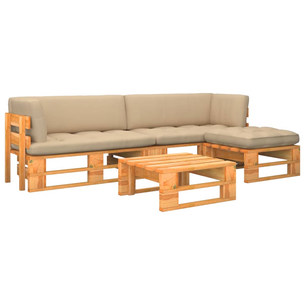4-delige Loungeset pallet honingbruin geïmpregneerd grenenhout is nu te koop bij PeponiXL, paradijselijk wonen!