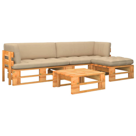 4-delige Loungeset pallet honingbruin geïmpregneerd grenenhout is nu te koop bij PeponiXL, paradijselijk wonen!