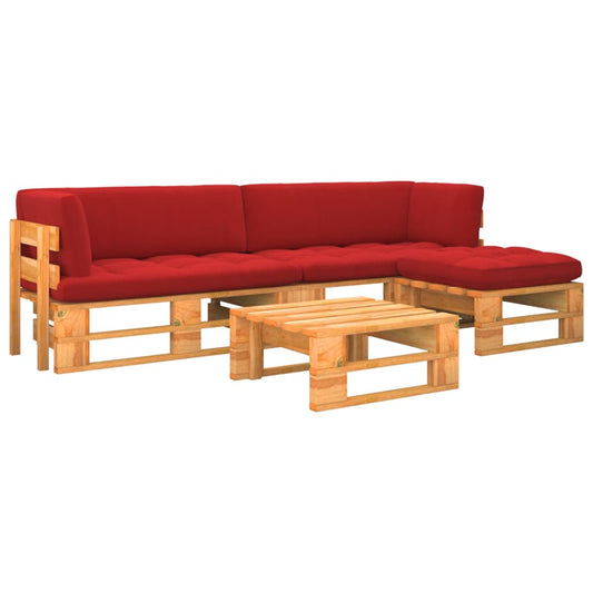 4-delige Loungeset pallet honingbruin geïmpregneerd grenenhout is nu te koop bij PeponiXL, paradijselijk wonen!